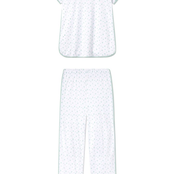 SOLD LAKE short/long green hearts pajama set size Large - Picture 2 of 4